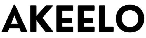 Black 'AKEELO' text on a white background
